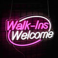 Walk-Ins Welcome Neon Sign, Neon Sign For Wall Decor, Pink + White Led Signs Usb Powered, Living Game Room Decor, For Bedroom Restaurant Bar Hotel Shop Party Birthday(16.5x9.4in)