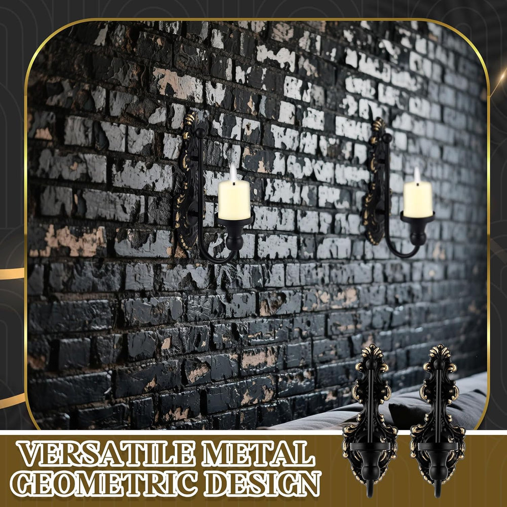 Ziliny Set of 2 Wall Sconce Candle Holder Black Gothic