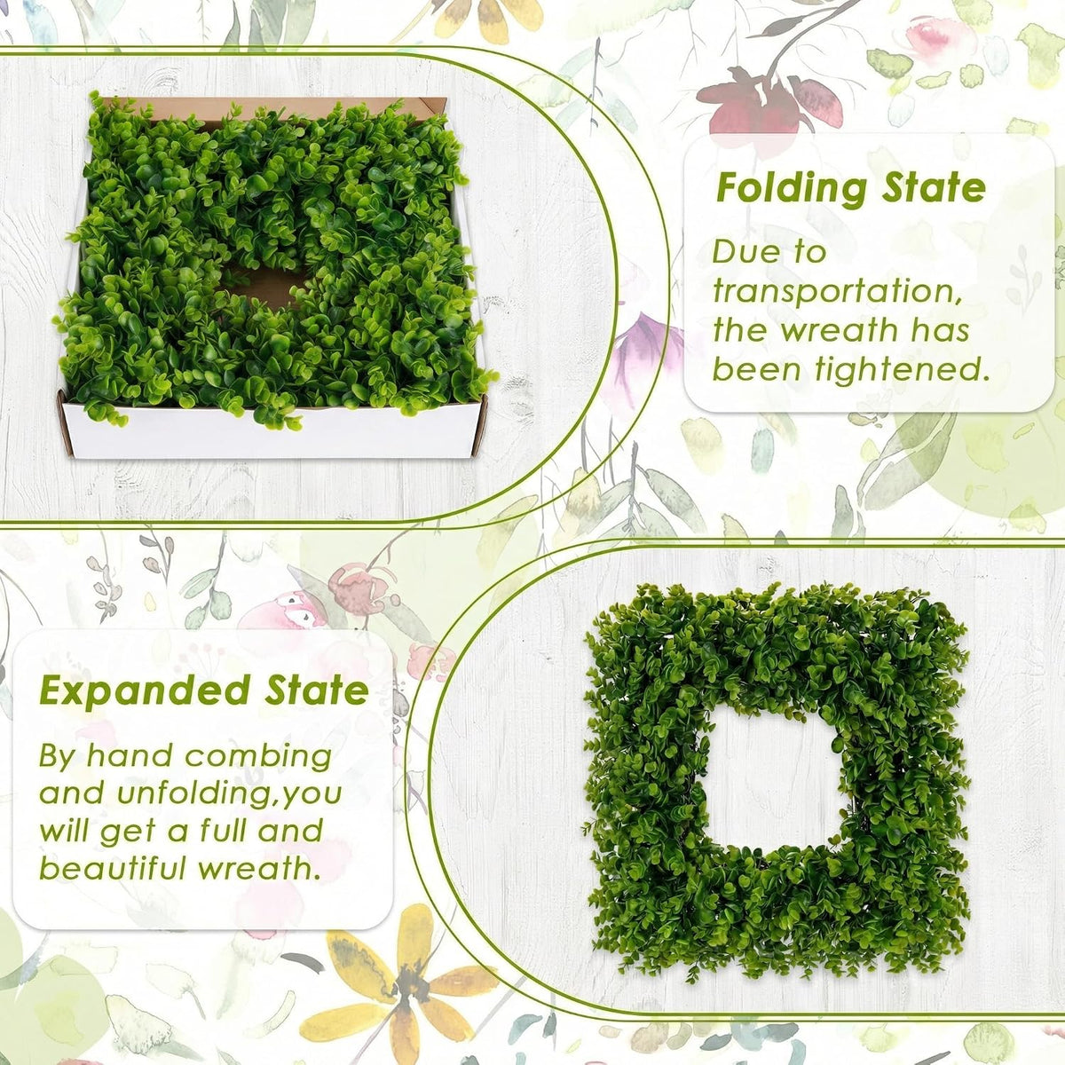 square wreaths for front door decor artificial flower, package contents