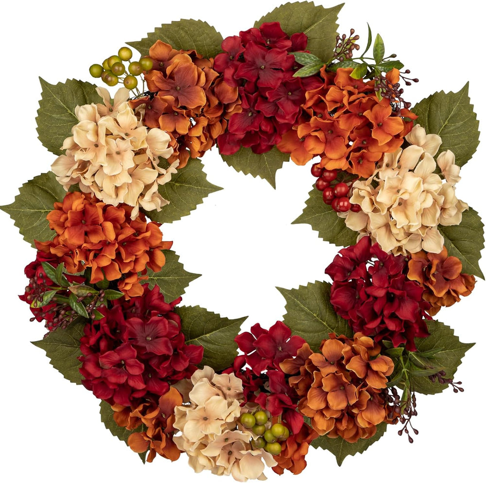 Fall Wreaths for Front Door 20 inch Autumn Wreath with Hydrangeas Berries