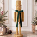 Thiccywoov 20" Rattan Nutcracker with Velvet Bow Christmas Farmhouse Decor