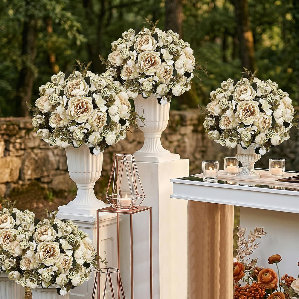 12 Bundles Fake Peony Artificial Flowers - Beige