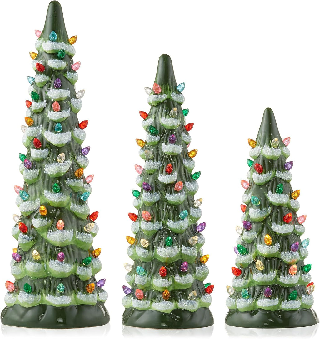 casafield set of 3 hand painted ceramic christmas, side view