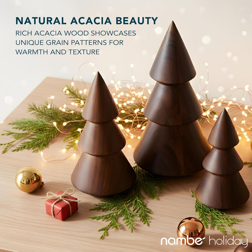 nambé acacia tree set – handcarved wooden sculptures, package contents