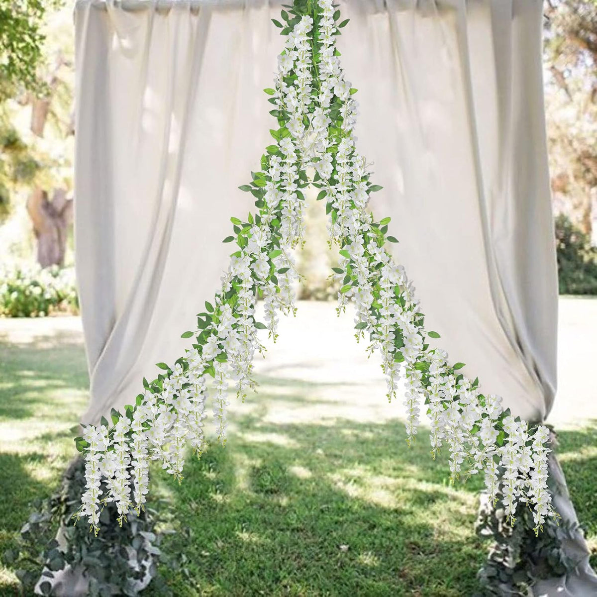 U'Artlines 20Pcs 7.2 Ft/Piece Artificial Wisteria Garland White
