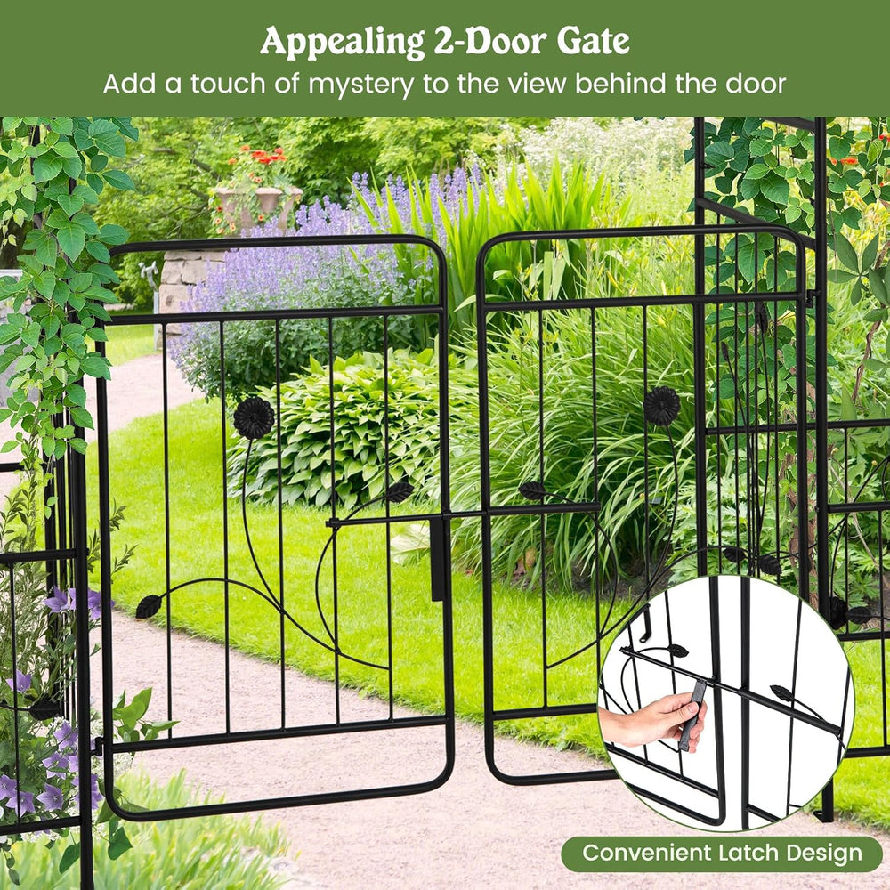 S AFSTAR 87-Inche Garden Arbor with Gate & Side Planter Box, Metal Garden...