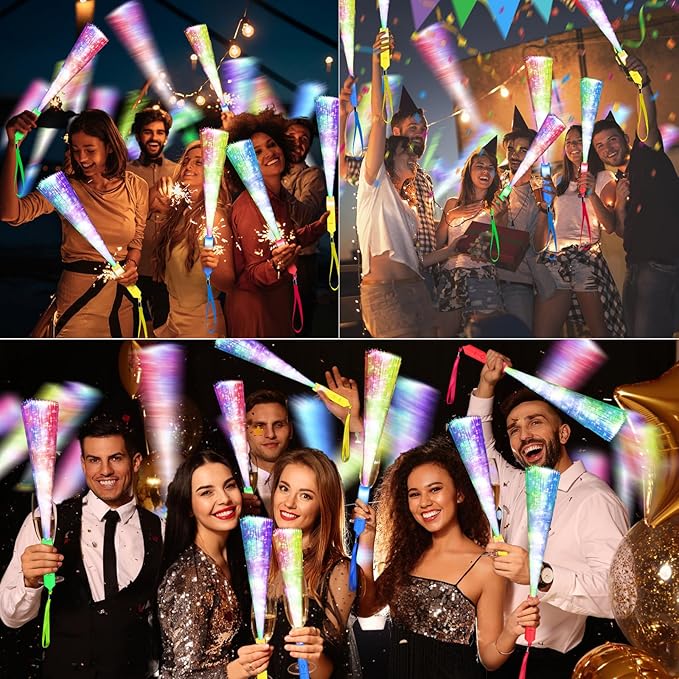 38 PCS Halloween Glow Sticks Bulk, Glow Fiber Optic Sticks, LED Light Wands, Glow in The Dark Party Supplies, Fiber Optic Wands for Weddings, Flashing LED Party Favors, Colorful Light Sticks