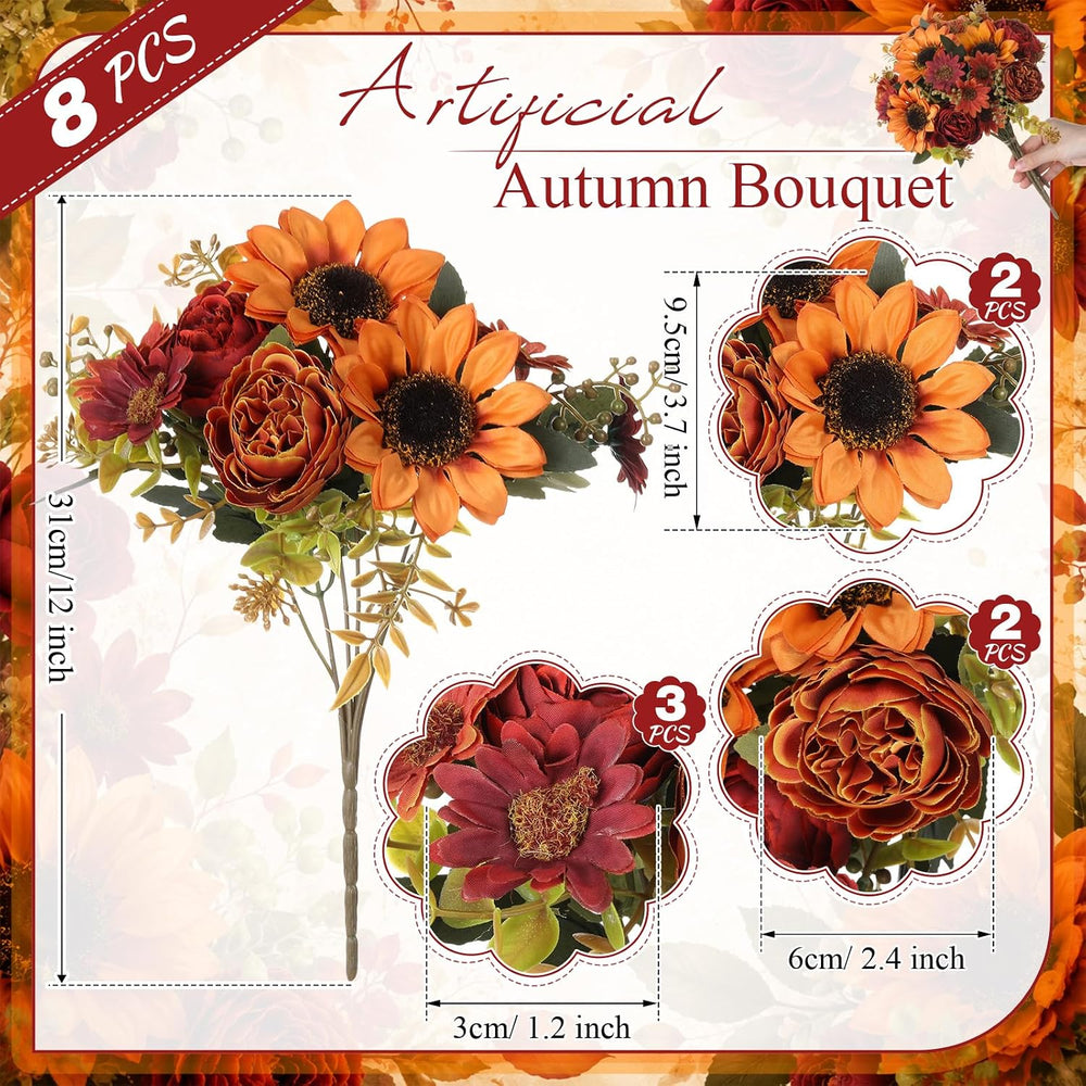 8 Bundles Artificial Fall Flowers