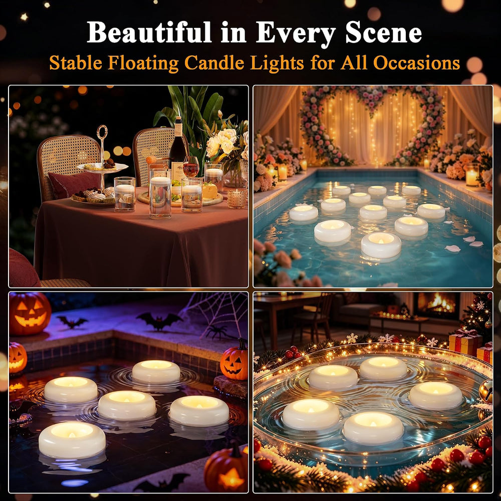 Rechargeable Flameless Floating Candles, Waterproof Tea lights, 6 Pack