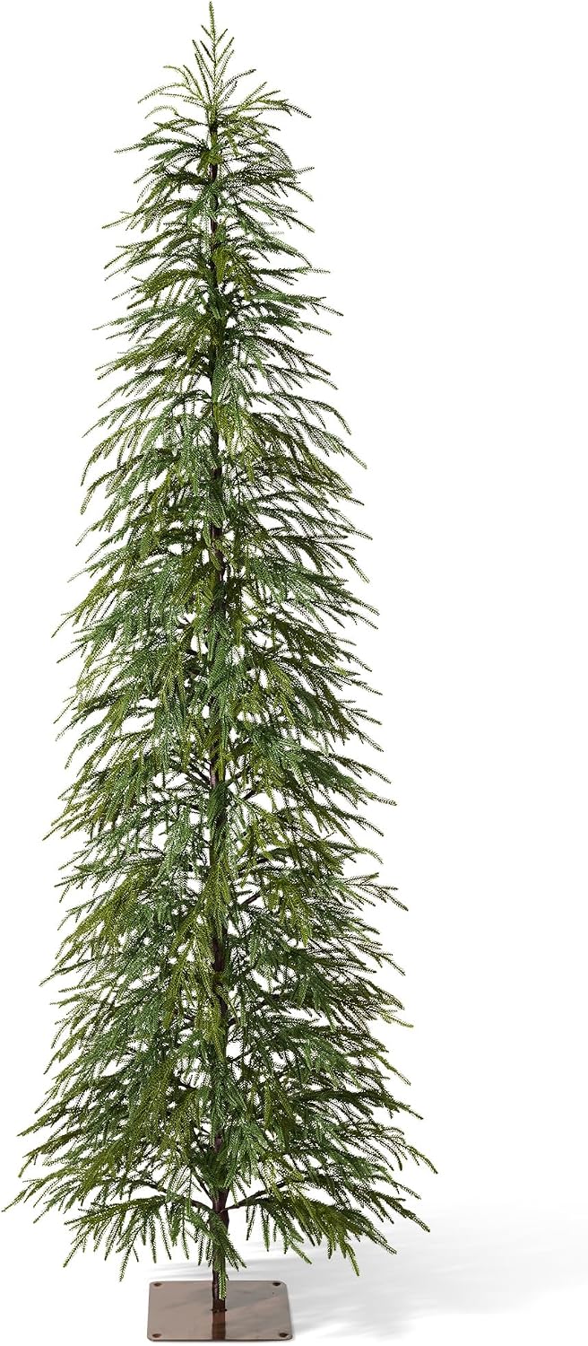 Kazeila Unlit 7 ft Slim Christmas Tree with Metal Plate Base