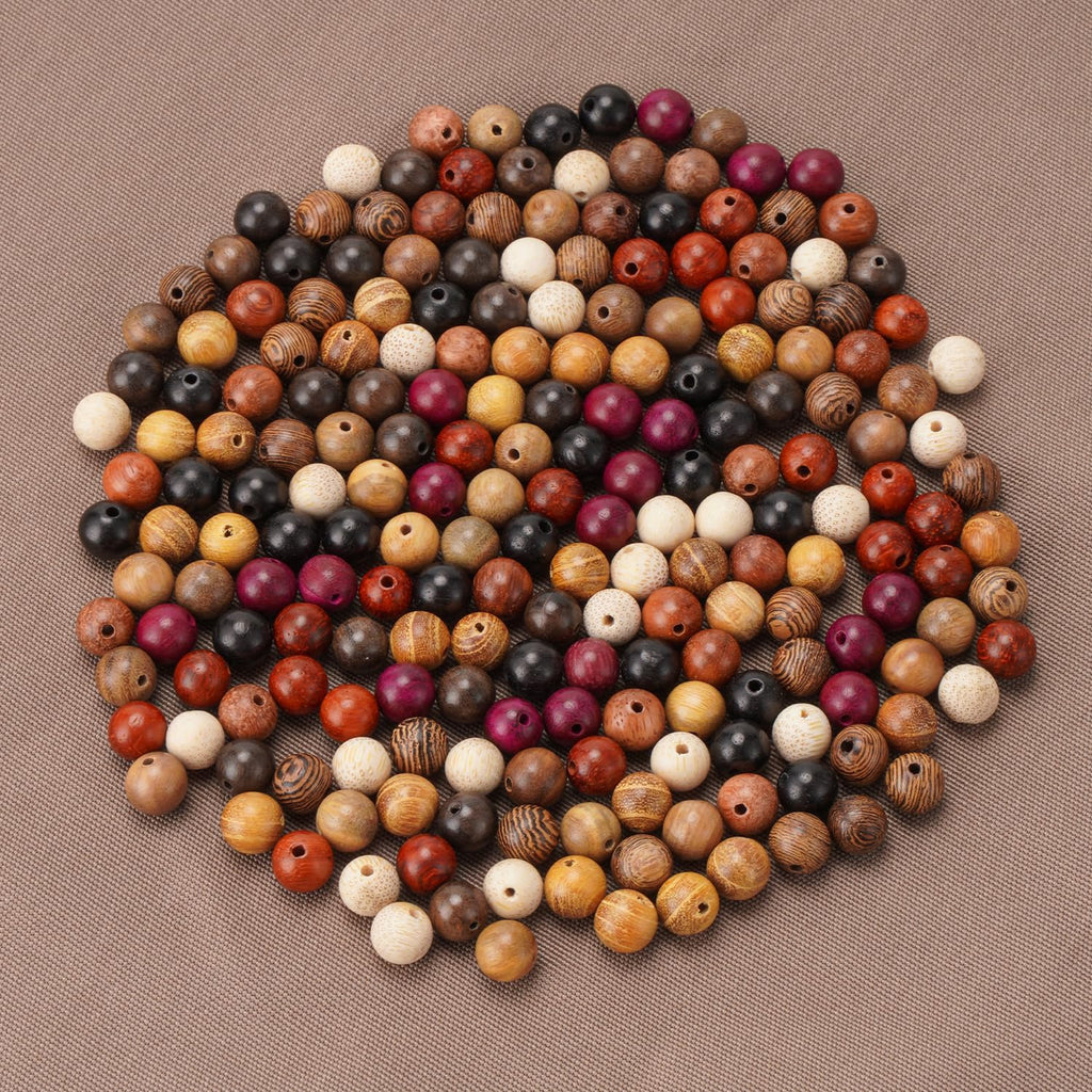 prometis 500pcs 8mm natural sandalwood round mala beads shown in use