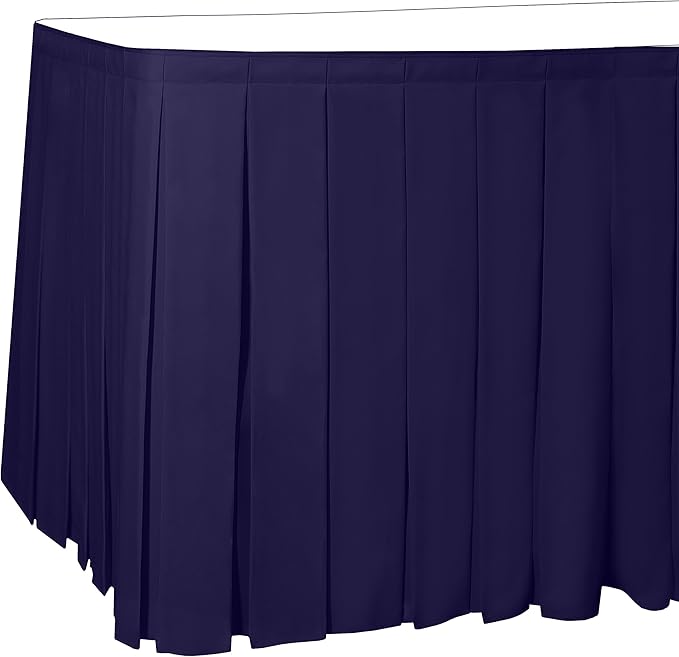 Ultimate Textile Pleat Polyester Fabric Table Skirt - Machine Washable Flame Resistant with Clips for Events, Weddings & Trade Shows, Cut & Sewn in Paterson, NJ - Purple, 14' Box Pleat
