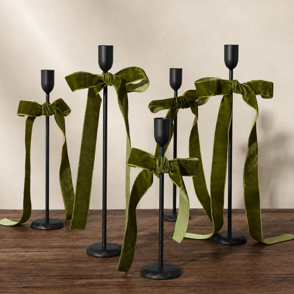 Black Candlestick Holders Set of 6 - Black Iron Candle Holders for Christmas,...