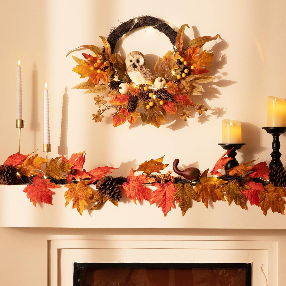 valery madelyn 18'' fall wreath for front door shown in use