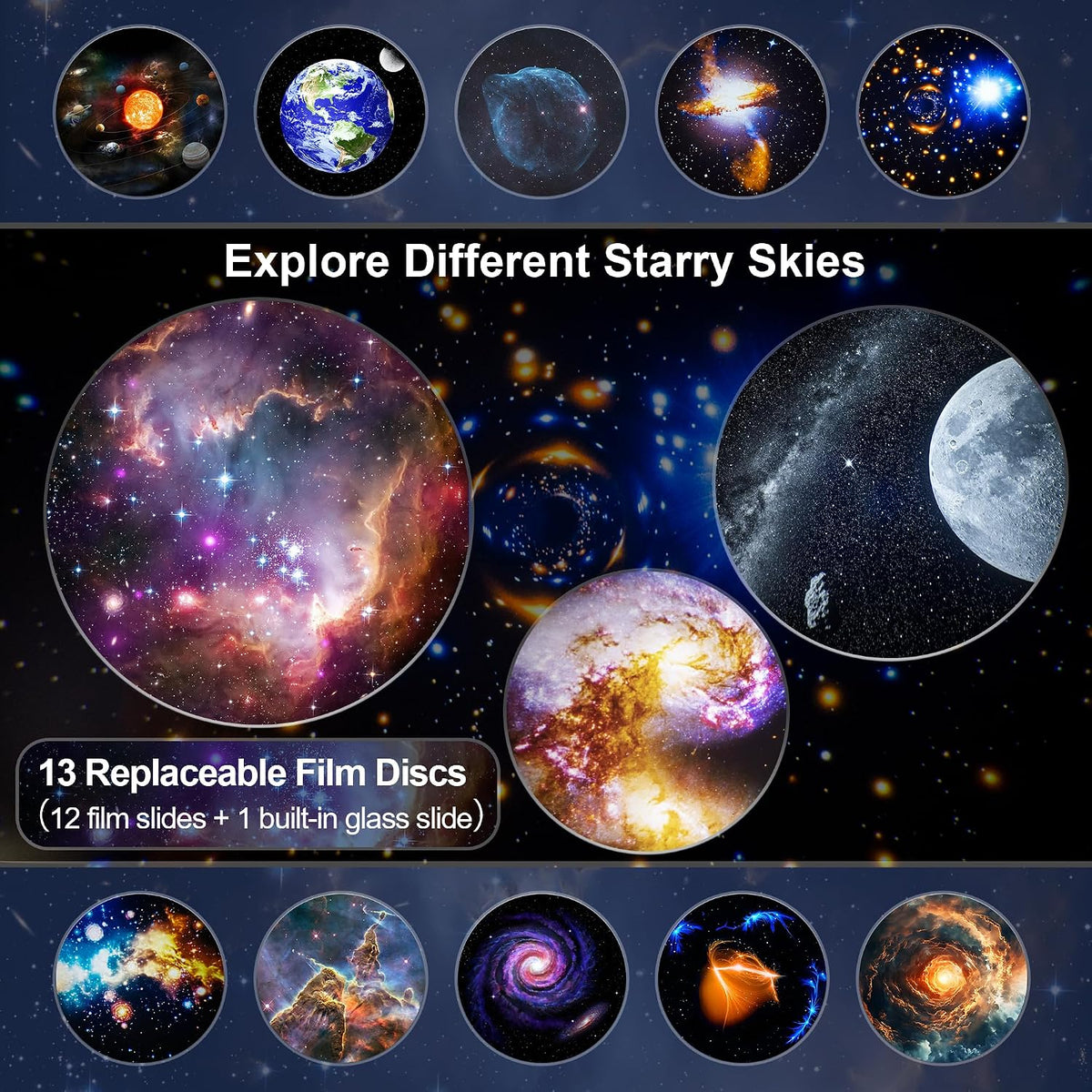 galaxy projector night light, 13-in-1 star projector for, close-up detail