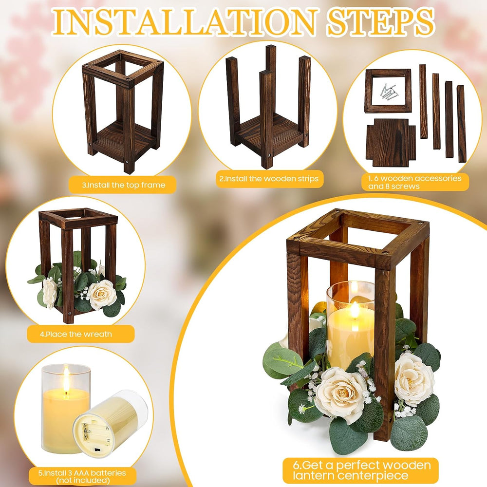 18 Pcs Wooden Lantern Centerpiece