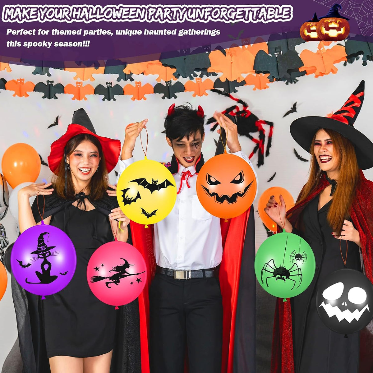 120 Pcs Halloween Punch Balloons Bulk 18 Inch Latex Halloween Prizes Bulk