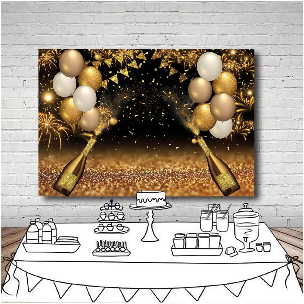 Black Golden Balloons Photography Background Gold Champagne Bokeh Photo Backd...