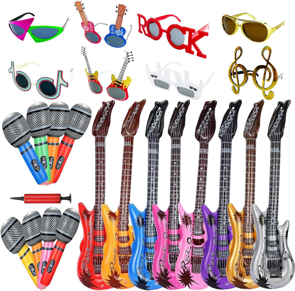 Large Rock Star Funny Sunglasses Set, Rock and Roll Party Funny Music Sunglas...