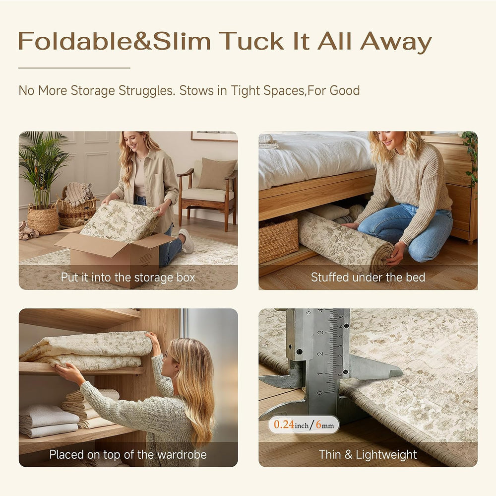 Hugear 2x5 Beige Neutral Runner Rug