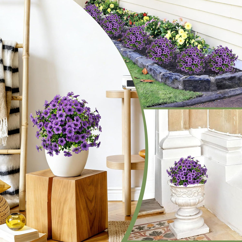 2 Pack Artificial Flowers for Outdoor, Fake Bushes and Shrubs 21''
