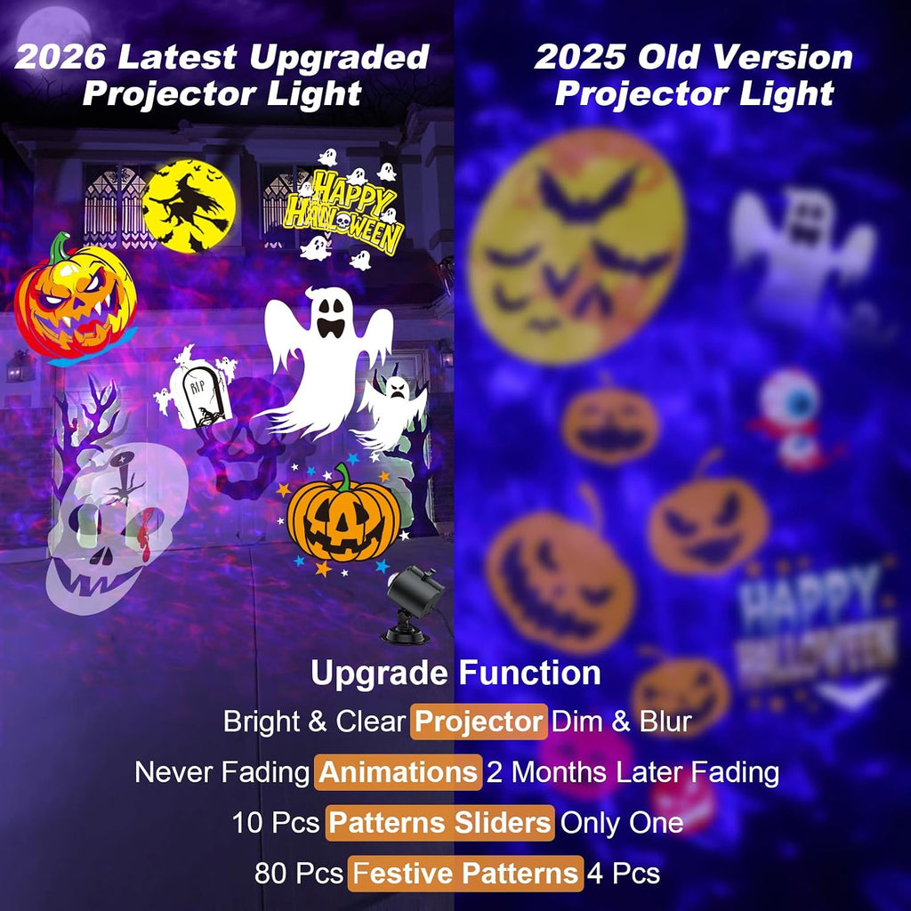 2026 upgraded halloween projector, 8 patterns (ocean wave on a desk or shelf