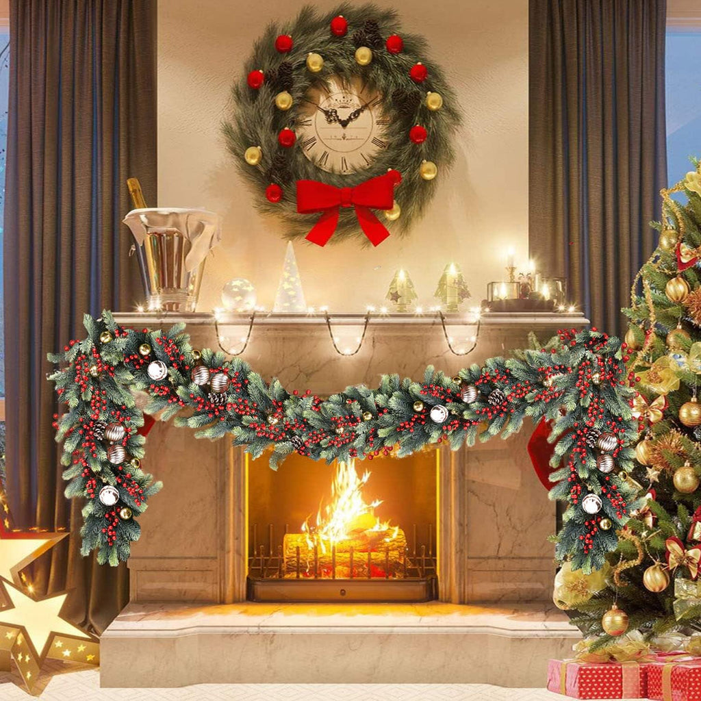 6 Feet Artificial Christmas Pine Garland Clearance, Winter Greenery Garland for Holiday Season Mantel Fireplace Table Runner Centerpiece Décor