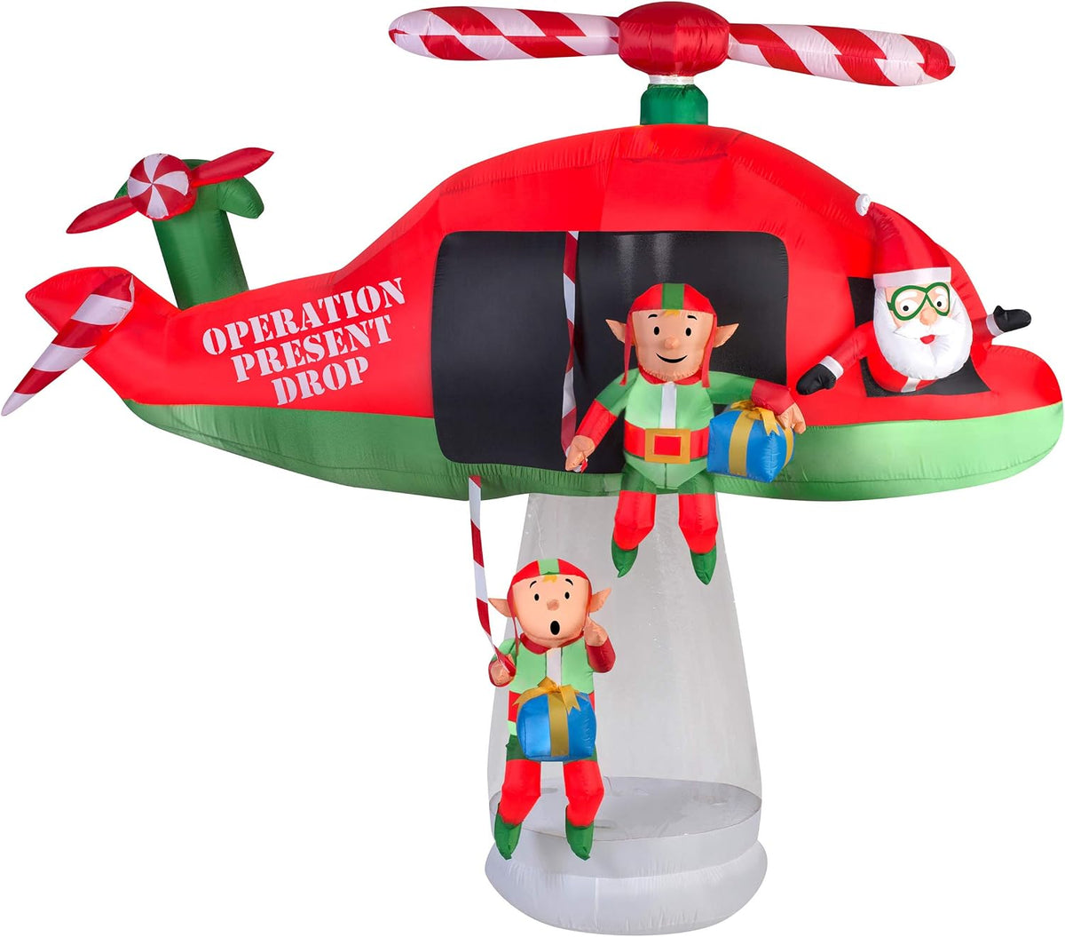 Gemmy Awesome Shopper 8 Ft Tall Christmas Santa Helicopter ELF Animated AIRBLOWN Inflatable Yard Decor