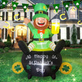 St. Patrick's Day Inflatable Outdoor Yard Decorations 6FT Giant Blow up Decorations Leprechaun Lucky Shamrocks Hat LED Lights for Indoor Holiday Party Yard Garden Lawn Décor