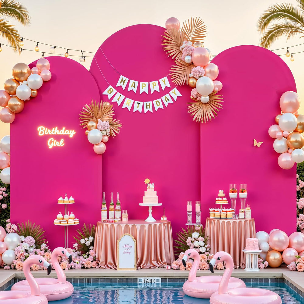 Pink & Hot Pink Arch Backdrop Cover Set of 3-6ft,6.6ft,7.2ft Arch Covers