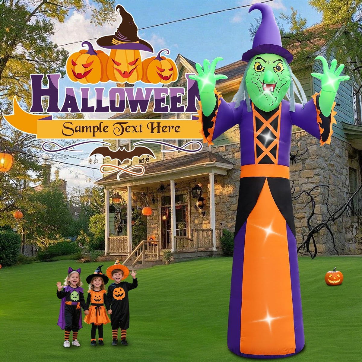 20ft extra large outdoor halloween inflatables decorations witch on a desk or shelf