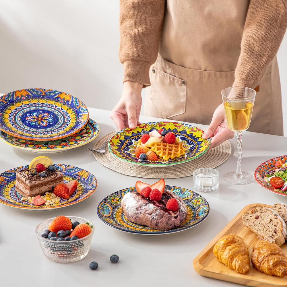 vancasso Colorful Dessert Plates Set of 6, 8.5 Inch Ceramic Salad Plates