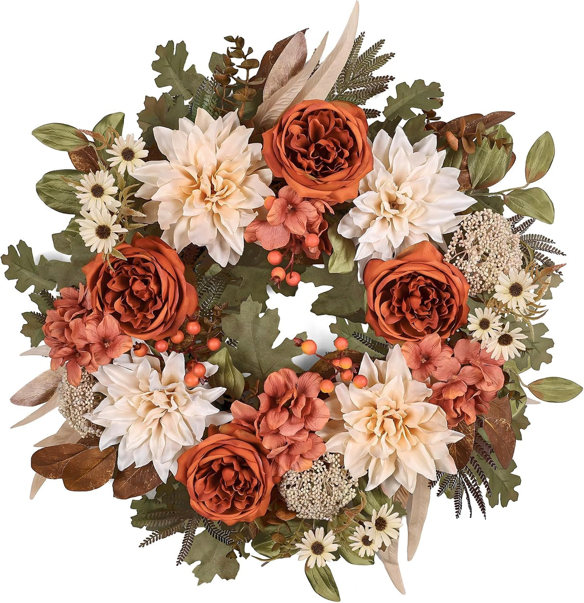24in Fall Wreaths for Front Door Artificial Autumn Wreath