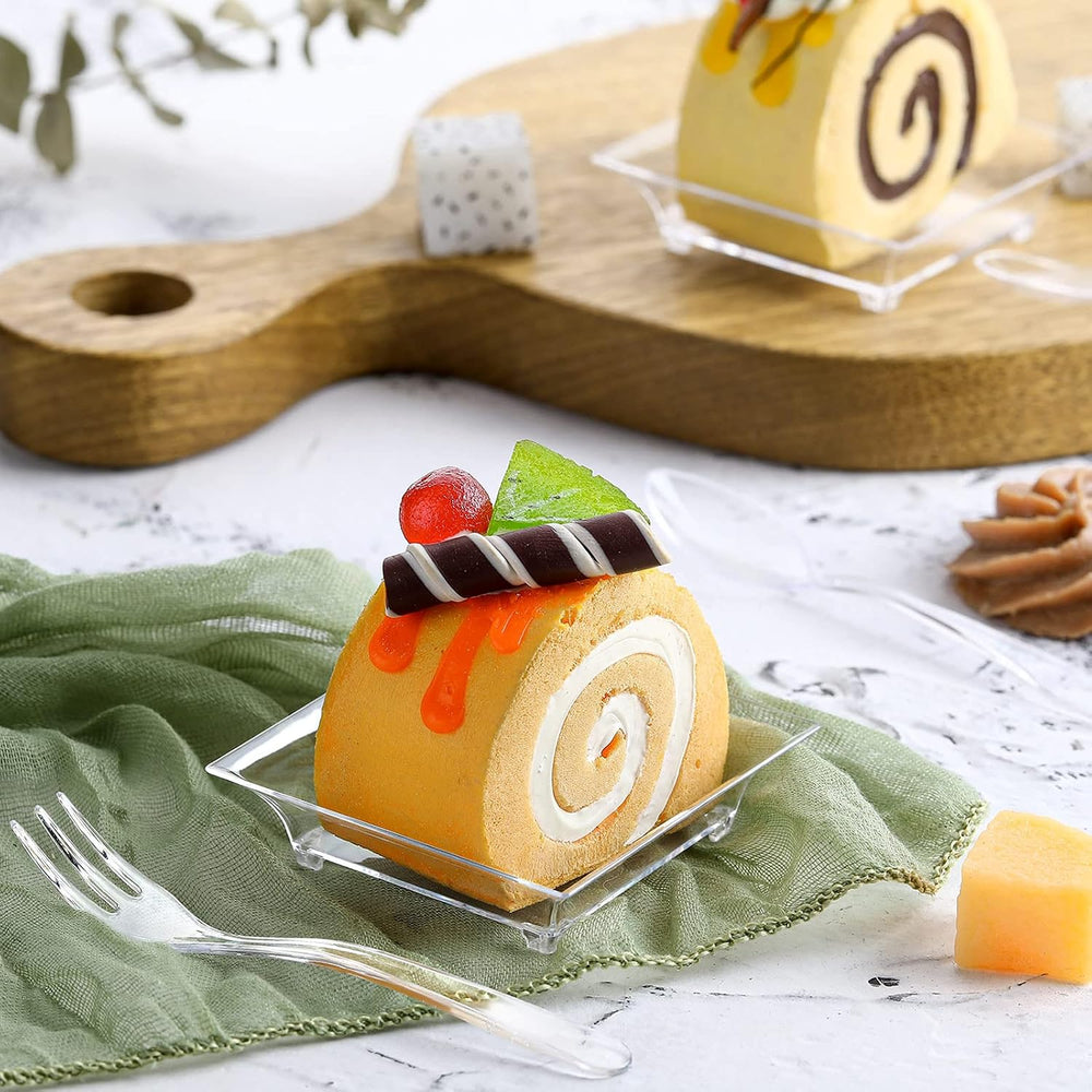 300 Pack 2.4'' Mini Dessert Plate with Tasting Spoons and Appetizer F...