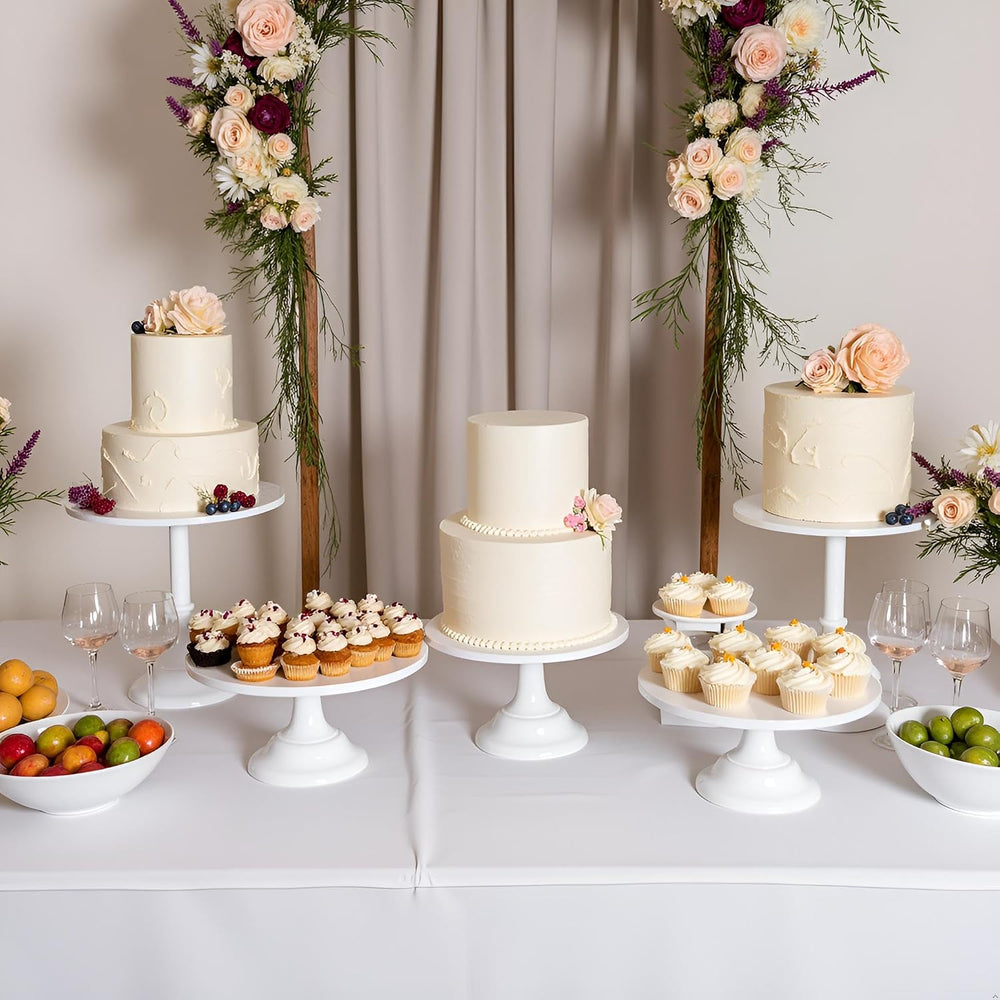 HBlife 3 PCS White Cake Stand Set (8"/10"/12" Cake Plate), Metal