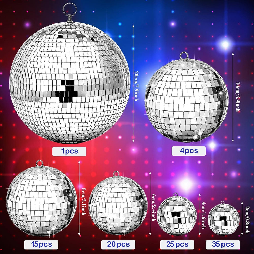 Funtery 100 Pcs Disco Balls Bulk Silver,0.8'',1.6'',2.4'&...