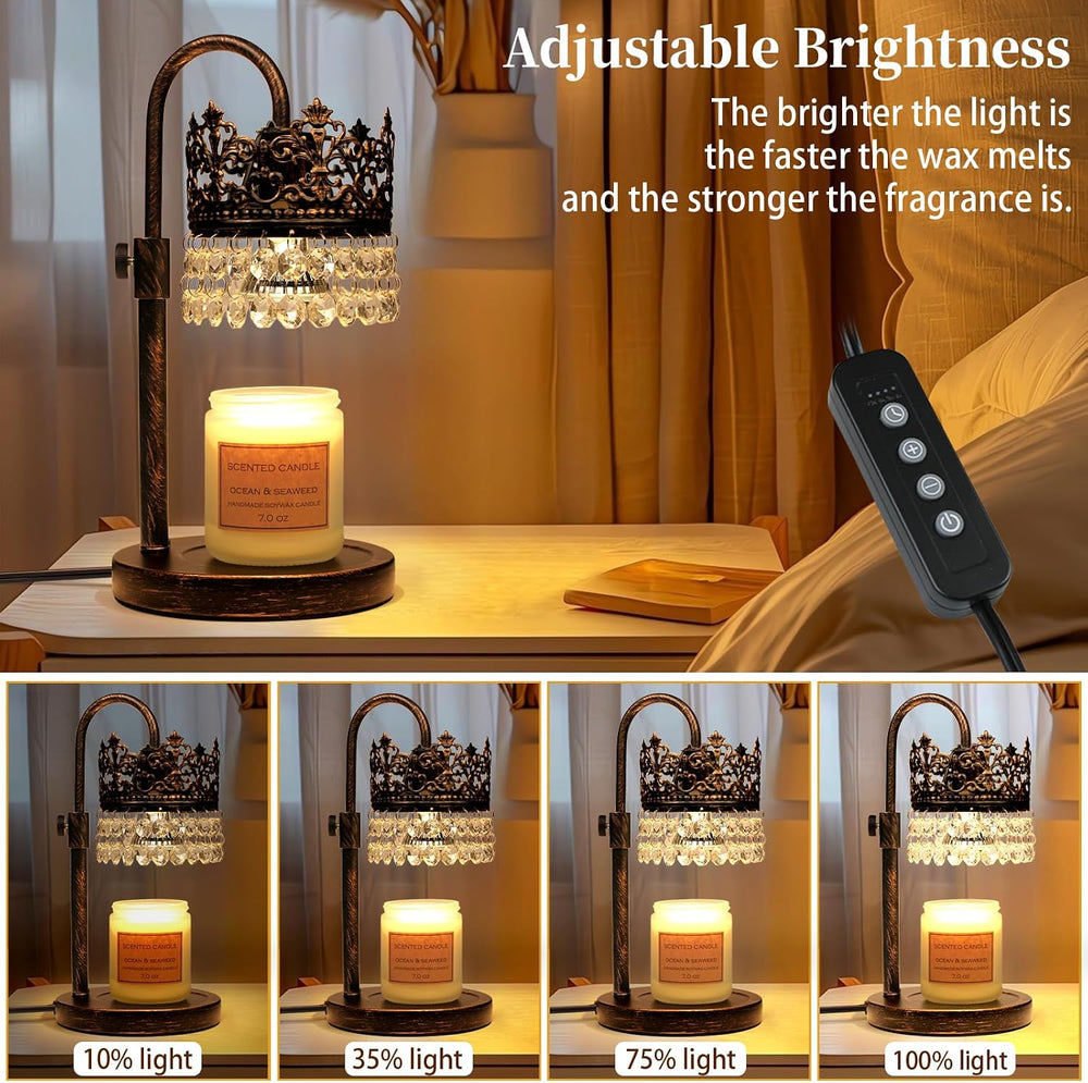 Candle Warmer Lamp with Timer Dimmer Adjustable Height with 2 Bulbs Crystal C...