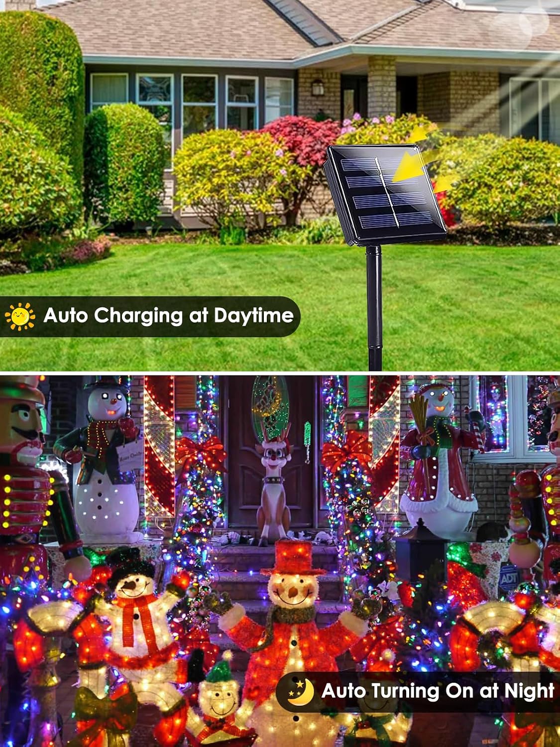 solar christmas lights outdoor 4 pack 152ft 400led, close-up detail