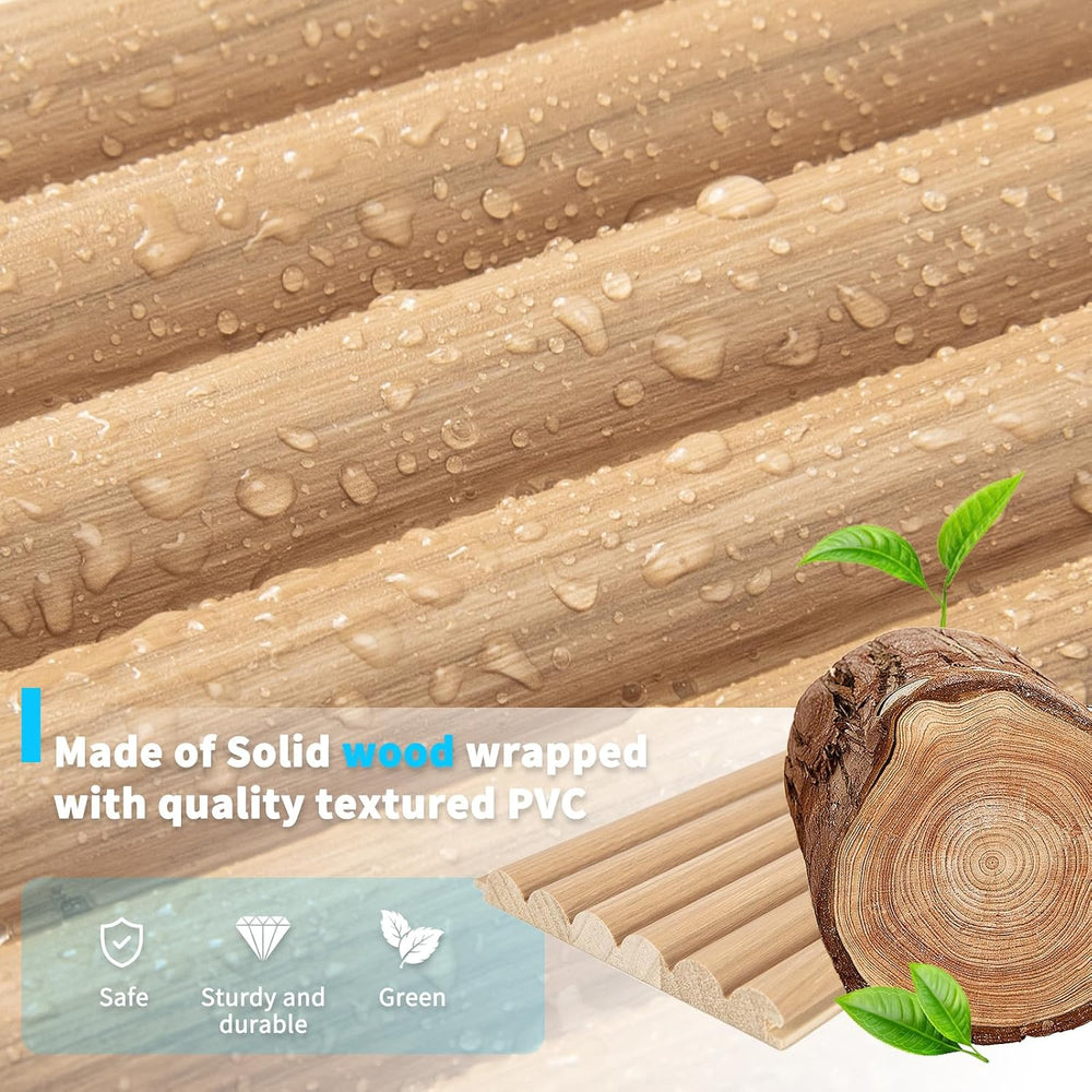 Art3d 108 x 5.7 in Fluted Wood Wall Paneling for Home Decor, Beaded Oak