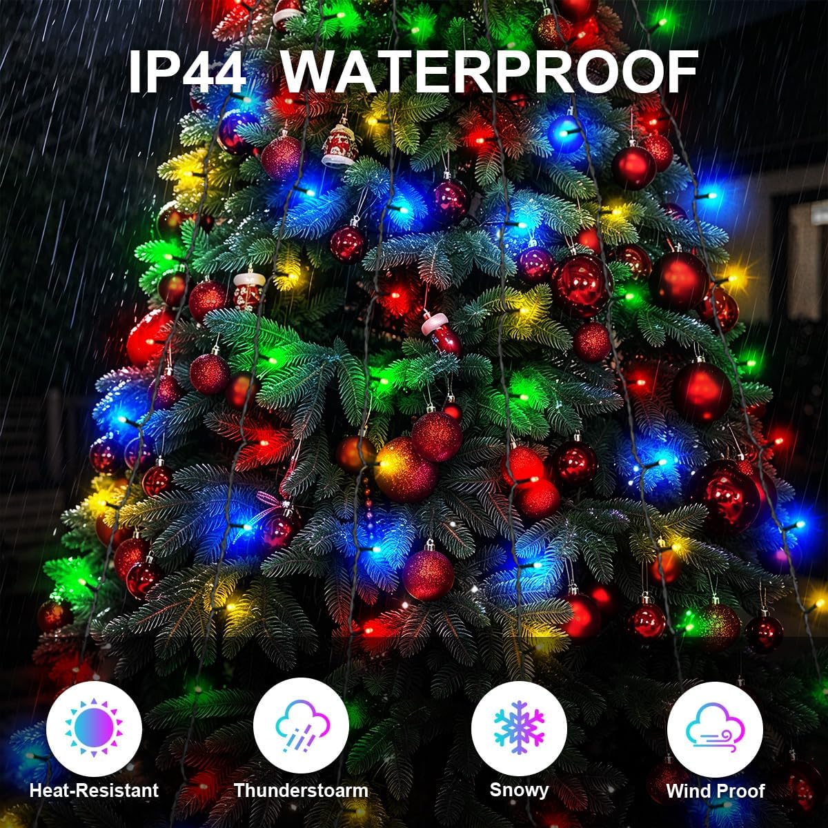 christmas tree lights, tree topper lights, 6.6ft 240 showing dimensions