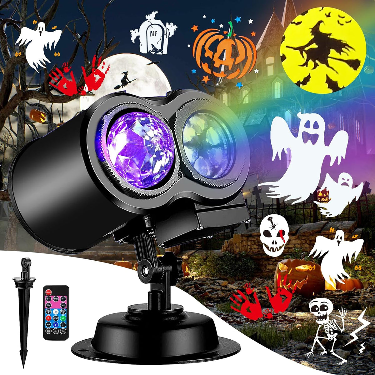 2026 Brighter Halloween Projector Lights,FLITI 19HD Slide (Ocean Wave & Patterns),11 Themes Waterproof Holiday Projector with Remote for Halloween,Christmas Decorations Outdoor or Indoors