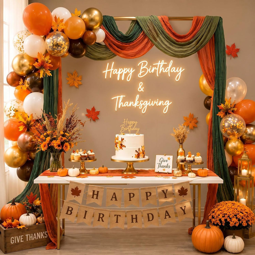 6 Pcs Fall Thanksgiving Cheesecloth Table Runners 118" Boho Gauze