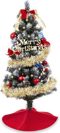 3ft Christmas Tree with Lights, Christmas 36inch Small Artificial Tabletop Tree, Xmas Desk Mini Tree with 50 LED Lights, Hanging Ornaments Decorations, Holiday Tree for Home Decor, Indoor, Office