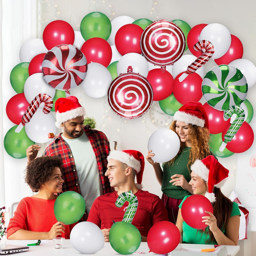 Realspring 132 Pcs Christmas Balloon Column Stand Kit Red Green White