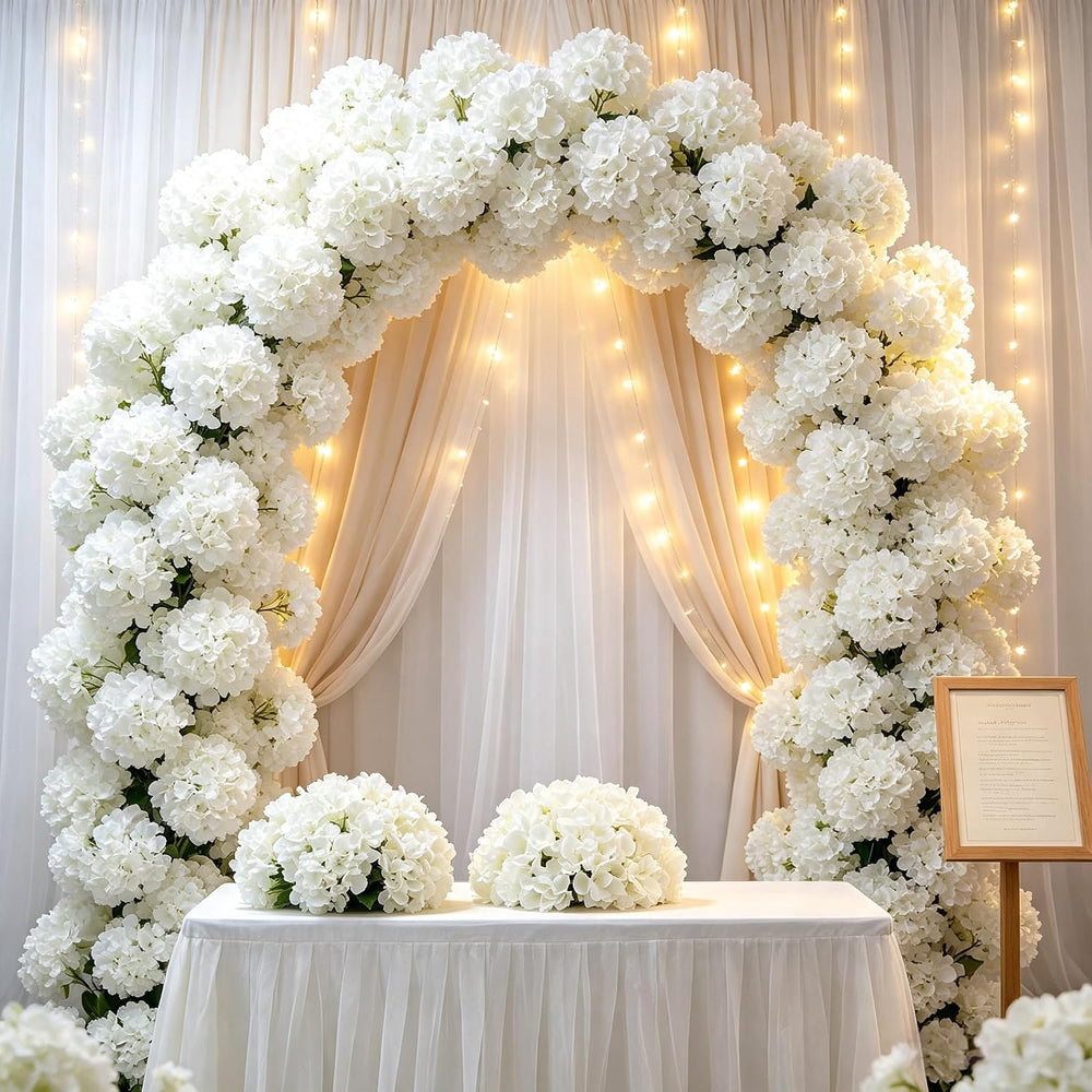 100pcs Hydrangea Artificial Flowers Bulk Heads with Stems Fade-Resistant Reus...