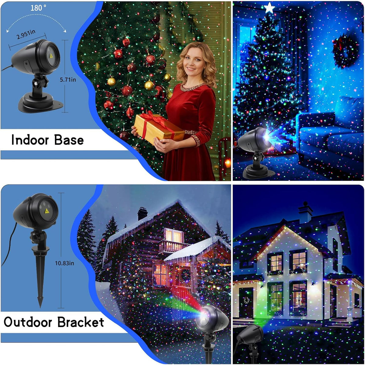 CAIYUE Outdoor Christmas Projector, Three Color RGB Waterproof Projector