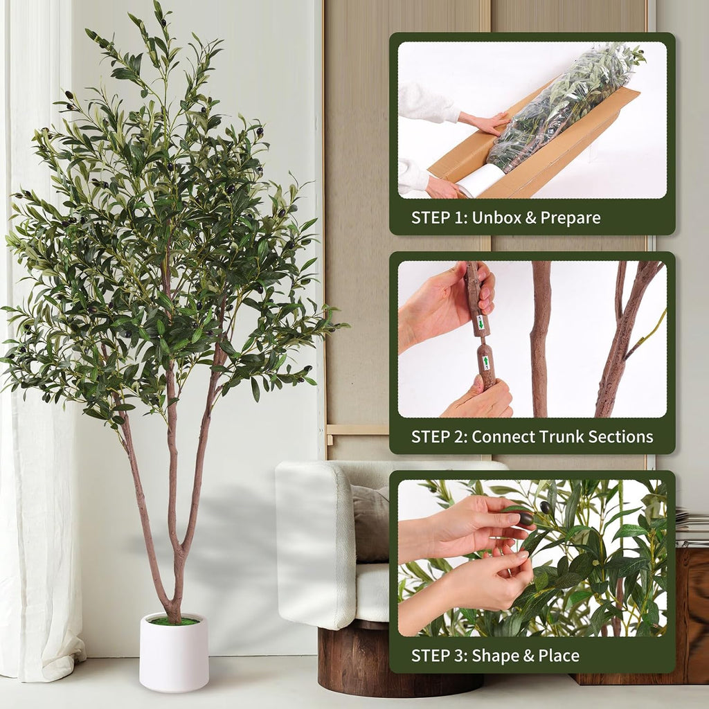 6FT Olive Tree Artificial Indoor Plant,Fake Olive Tree,Lifelike Moss Potted