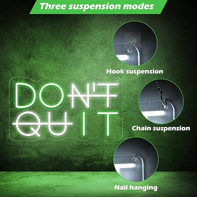 Don't Quit LED Neon Sign for Wall Decor, DO IT Neon Lights Party Decorations, USB Powered Switch LED Lights Adjustable for Office, Gym, Man Cave, Gamer Room Decor