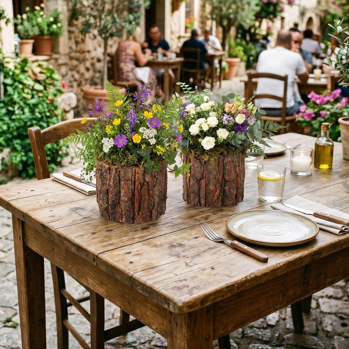 12 set wooden vases for centerpieces, flower foam, package contents