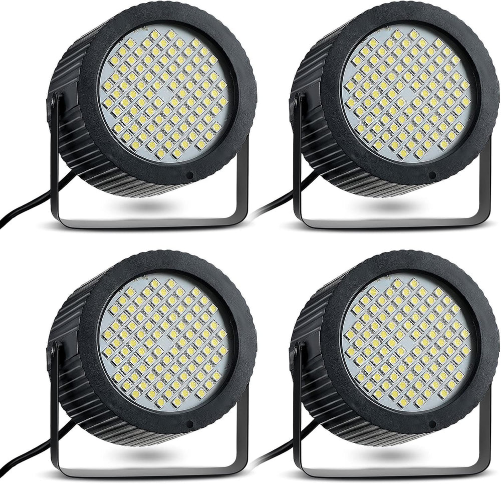 Funtery 4 Pcs Strobe Lights 88 LEDs Sound Activated Stage DJ,White